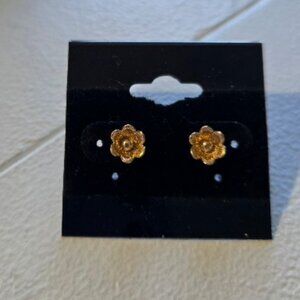 Vintage Gold-tone Posey Earrings